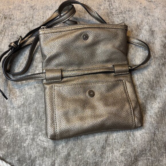 Kenneth Cole Reaction Small Fold-over Crossbody w/ Adjustable Strap Golden/Bronz - Picture 5 of 7